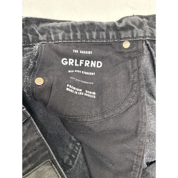 GRLFRND X Revolve Cassidy Frayed Mid-rise Straight-leg Jeans In Black. Size 26 - Picture 4 of 7